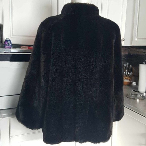 Vintage Tissavel France faux fur button satin lined warm jacket with pockets 1X - Picture 5 of 10